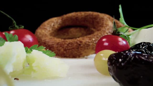 Cool sweet donut quickly rotating on a plate. stock video