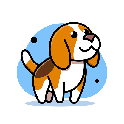 Vector illustration of a beagle dog against a white background in line art style.