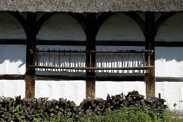 escada em casa com moldura de madeira - holzleiter - fotografias e filmes do acervo