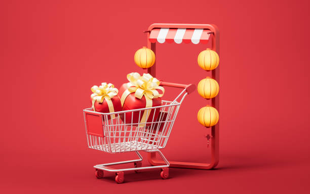 istock Online shop with 3d cartoon style, 3d rendering. 1475418327