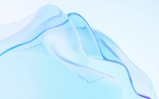istock Flowing wave transparent glass cloth, 3d rendering. 1475418425