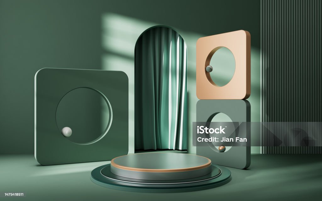 Empty Stage For Rendering Empty Stage With Geometry Interior Background 3d Rendering Stock Photo ...