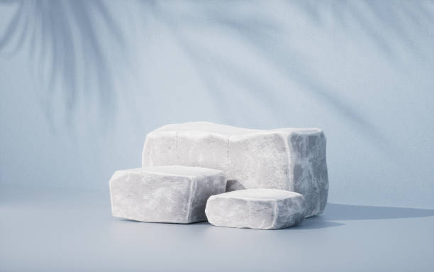 istock Rough stone stages, product show stand, 3d rendering. 1475419055