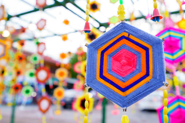 istock Artifacts made from colored silk threads to decorate buildings 1475421164