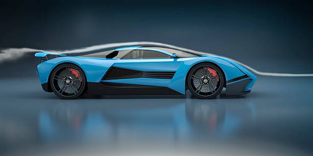Blue Sports Car in a Wind Tunnel