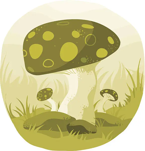 Vector illustration of Three Magic Mushrooms