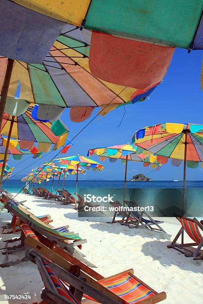 Chair And Colorful Umbrella On The Beach Phuket Thailand Stock Photo - Download Image Now