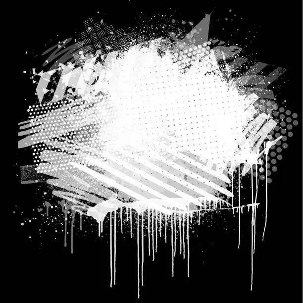 Vector illustration of White grunge layered paint montage design on black background