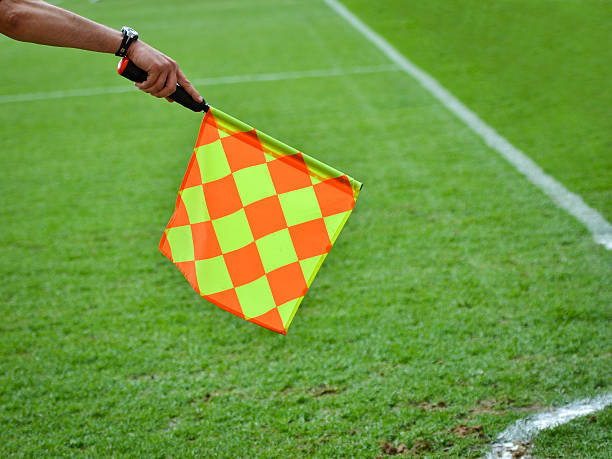 Corner Line referee flag indicating the corner offside stock pictures, royalty-free photos & images
