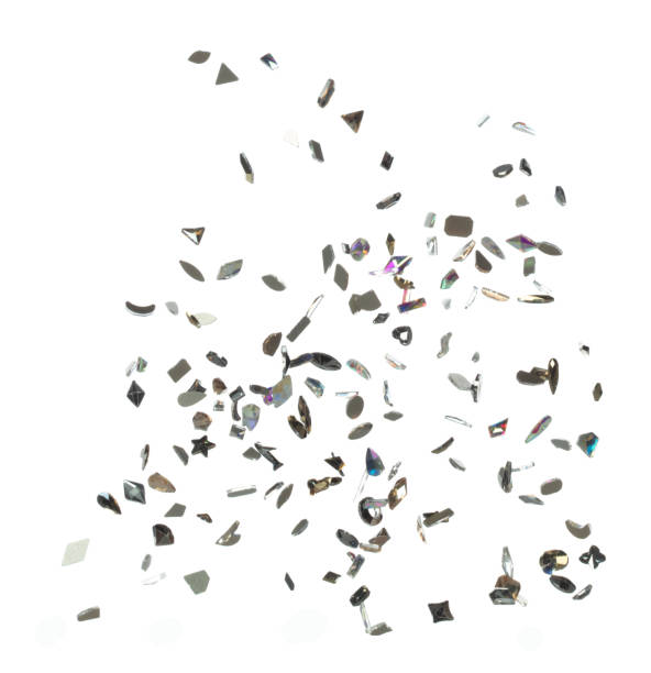 istock Diamond glass glitter sparkle explosion isolated white background decoration. Many Diamond Glitter spark blink celebrate, Small glass decorate explode in air, high speed shutter freeze motion 1475429596