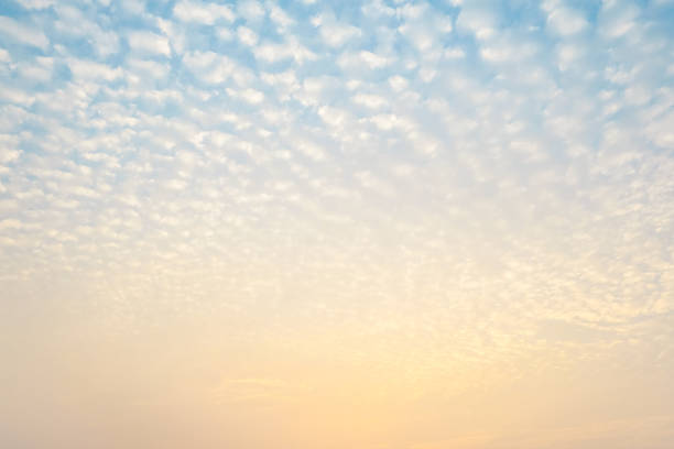istock Pastel gentle colors of sunset sky with small clouds, Selective focus. 1475431407