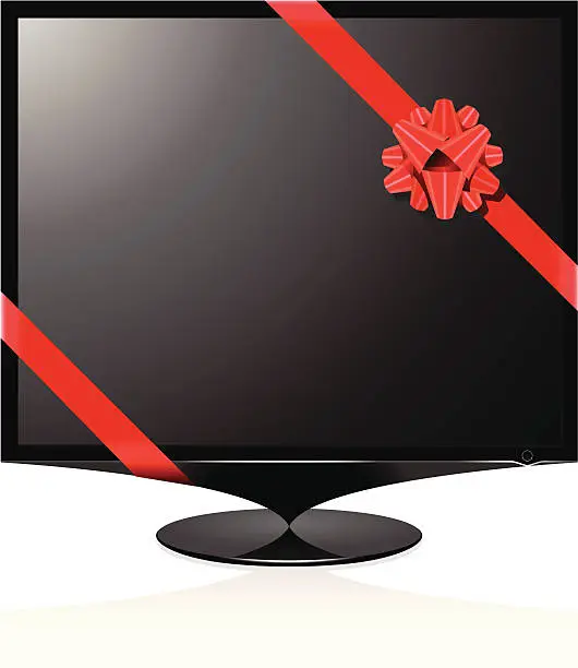 Vector illustration of LCD Monitor - Television as a Gift