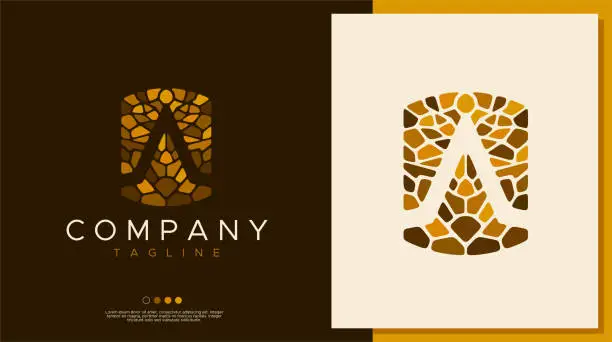 Vector illustration of Luxury building brick wall letter A logo design. Classy stone initial A logo.