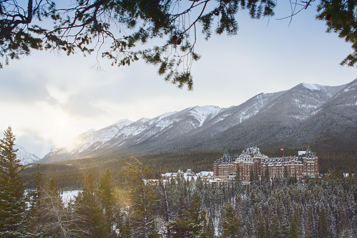 The beautiful Banff springs hotel in Banff National Park.