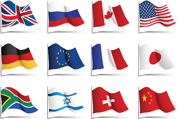 Set of world flags vector art illustration