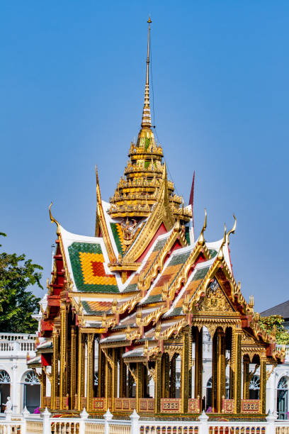 Bang Pa-In Aisawan Thipya-Art (Divine Seat of Personal Freedom) at the Royal Summer Palace near Bangkok stock photo