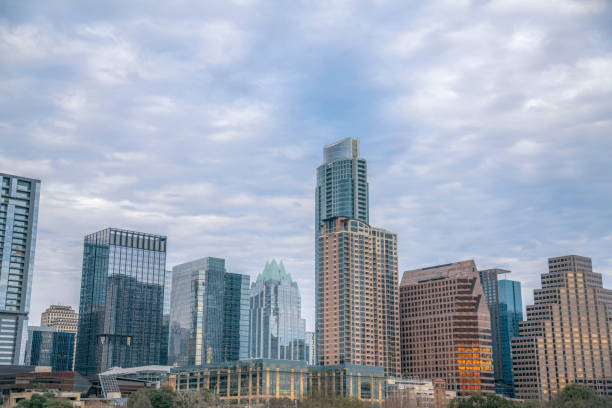 istock Austin, Texas cityscape against the cloudy sky background 1475456918