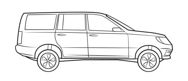 Vector illustration of SUV car vector stock illustration.
