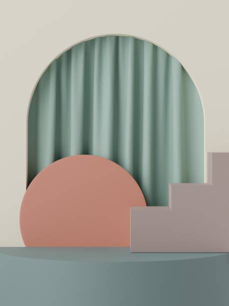 istock 3d render abstract earth tone podium with clean background. Modern fashion display stand with simple geometric shapes. Empty vacant pedestal for showing cosmetics, products and presentation. 1475459252