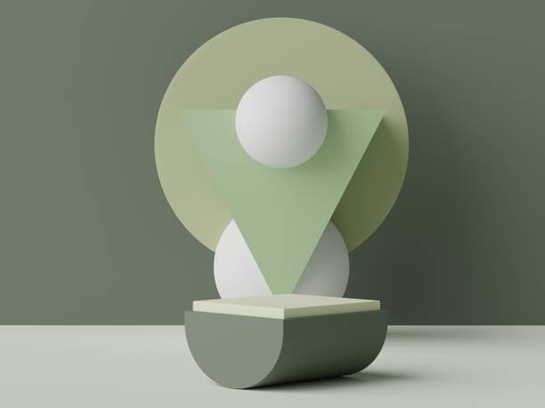 istock 3d render abstract earth tone podium with clean background. Modern fashion display stand with simple geometric shapes. Empty vacant pedestal for showing cosmetics, products and presentation. 1475459281