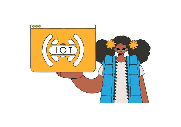 istock The girl grasps the IoT emblem in her hands. 1475460002