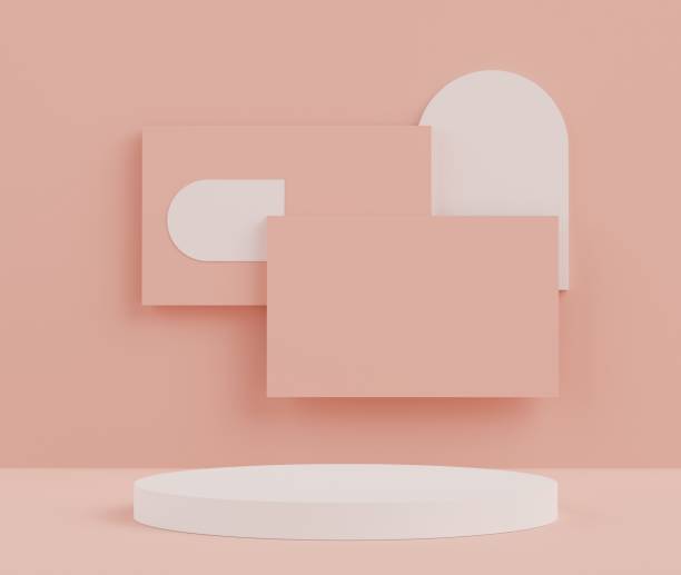 3d rendering of minimal scene of white blank podium with earth tones color theme. Display stand for product presentation mock up and cosmetic advertising. Cylinder stage in ornament simple design. representación 3d de la escena mínima del podio blanco en blanco con el tema de color de los tonos tierra. soporte de exhibición para maquetas de presentación de productos y publicidad cosmética. etapa cilíndrica en diseño simple de ornamento.