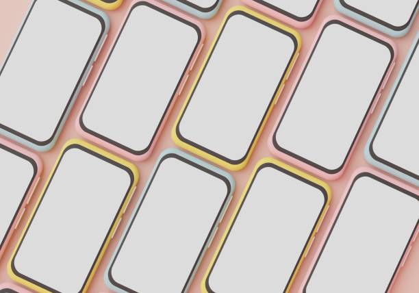 istock 3d render Minimal pastel mini mobile phone or smartphone for work with white copy space for mock up and creative design. Blank screen for advertising. Shopping online concept. 1475463803