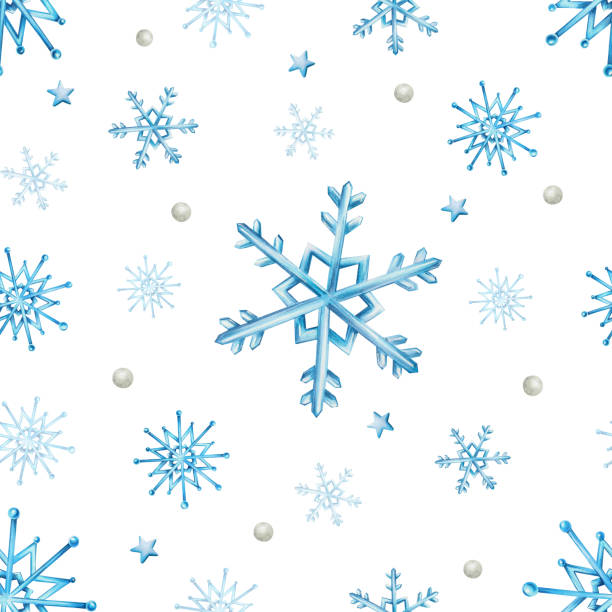 istock Watercolor seamless pattern with snowflakes. Hand painting on an isolated background. For designers, decoration, postcards, wrapping paper, scrapbooking, covers, invitations, posters and textile 1475465374