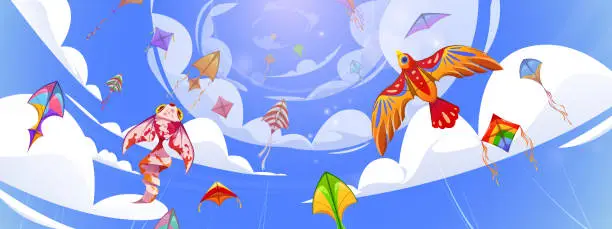 Vector illustration of Makar sankranti, kite festival background