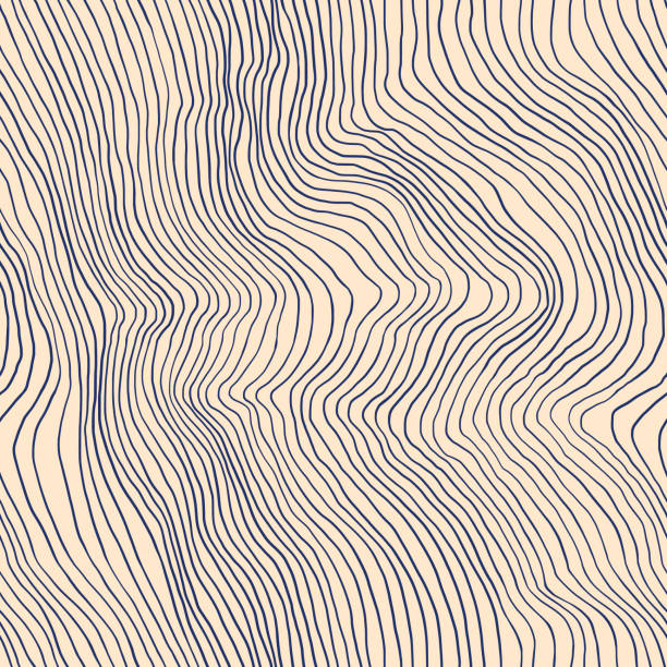 stockillustraties, clipart, cartoons en iconen met aesthetic line seamless pattern. moire thin hand drawn ink strokes in flowing dynamic print for fabric design. - natuurlijk-patroon