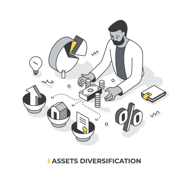 Assets Diversification Isometric Scene - ilustração de arte vetorial