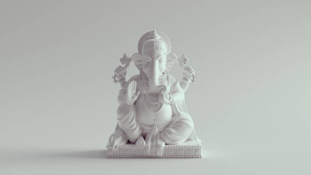 blanc indien dieu hindou ganesh statue décorative tête d’éléphant modèle religieux symbole - ganesh himal photos et images de collection