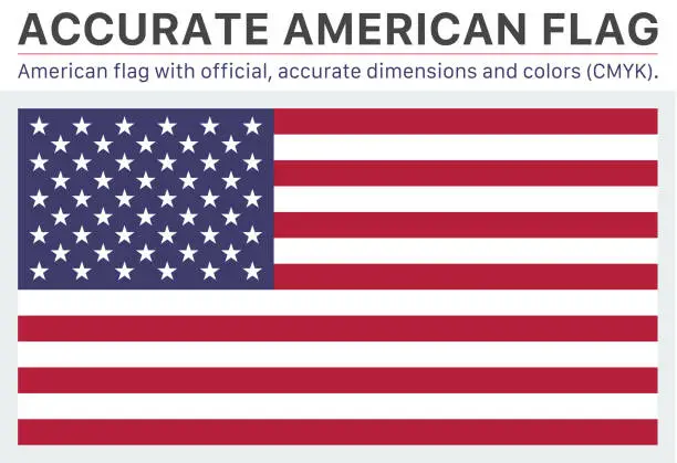 Vector illustration of American Flag (Official CMYK Colors, Official Specifications)