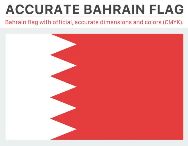 Vector illustration of Bahraini Flag (Official CMYK Colors, Official Specifications)