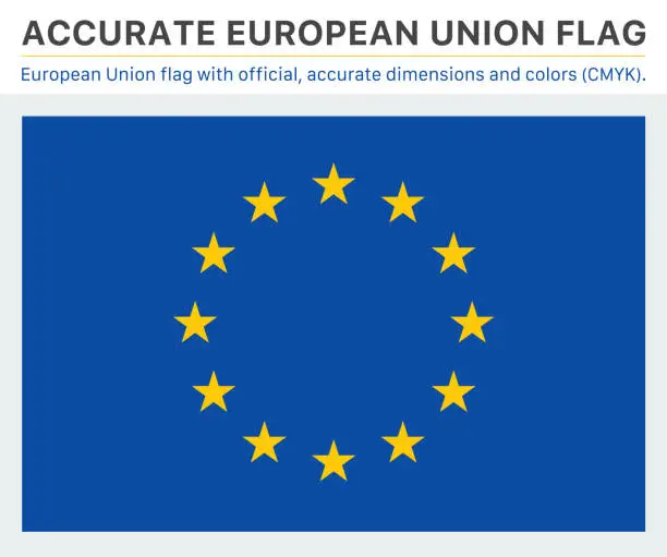 Vector illustration of European Union Flag (Official CMYK Colors, Official Specifications)