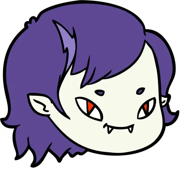 Vector illustration of cartoon vampire girl face