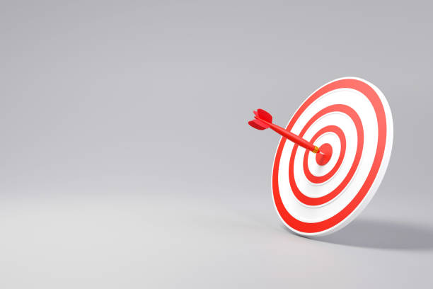 istock Arrow hits target board with copy space. concept of business symbol target audience 1475472804
