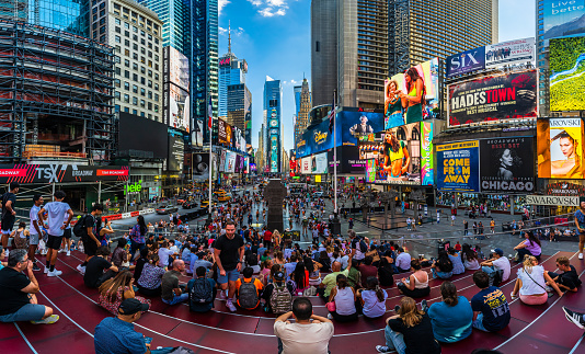 New York, USA, August 2022 - The famous Times Square during a day