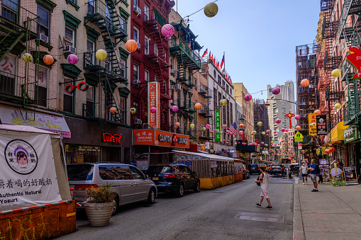 New York, USA, August 2022 - The China town in New York City