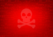 istock Skull on red binary code number background 1475475702