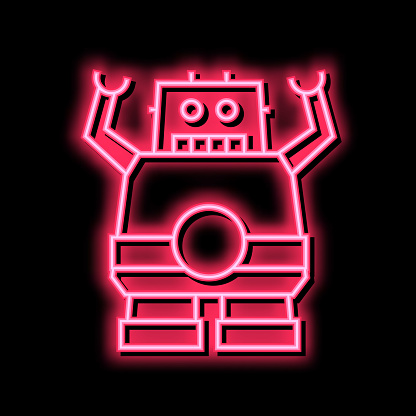 robotic geek neon light sign vector. robotic geek sign. isolated symbol illustration