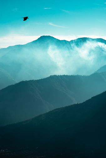 Mountain layers in the mist