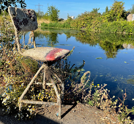 A chair that had been fished out of the river