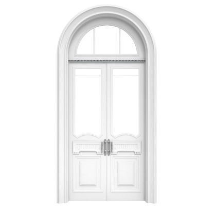 Classical architecture style interior object: isolated white wooden door