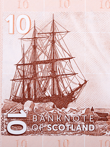 Ship - sailing from Scottish money - pounds