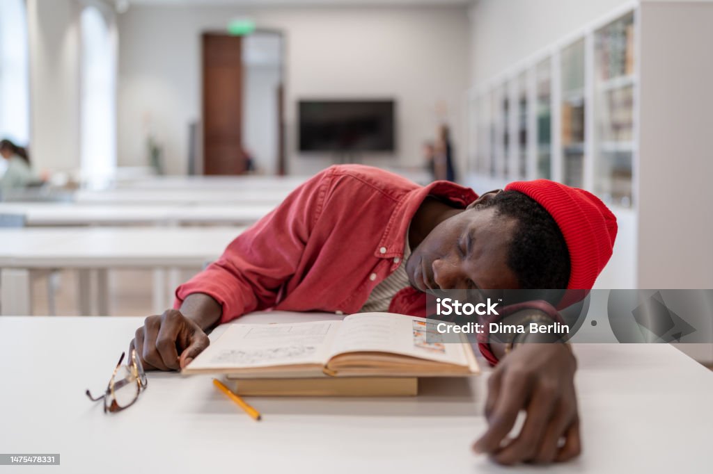 Naps Student Learning Tired Exhausted African Guy Student Falling Asleep While Studying In ...