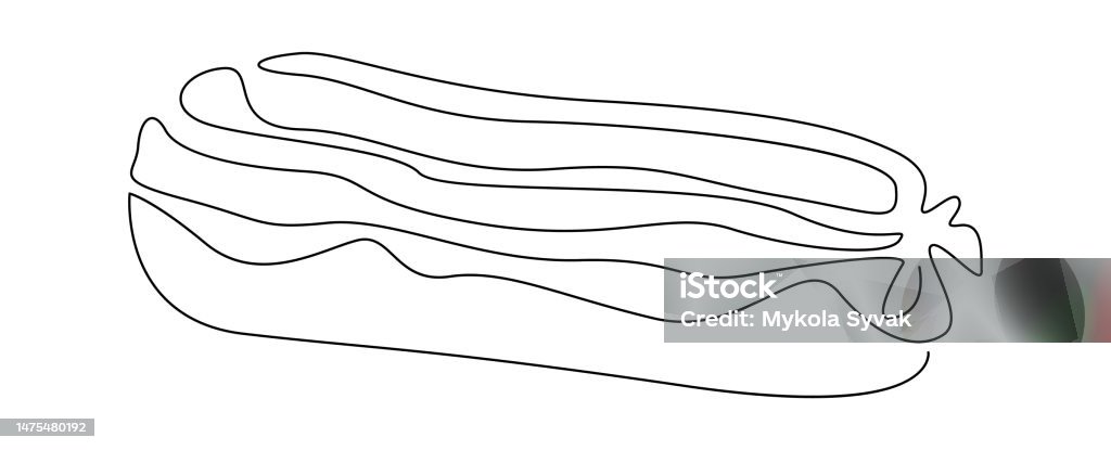 Eclair Line Art Dessert Stock Illustration - Download Image Now - Line ...