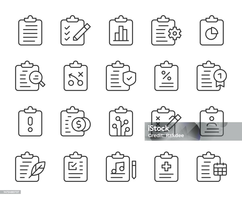Clipboard - Light Line Icons Clipboard Light Line Icons Vector EPS File. Icon Symbol stock vector