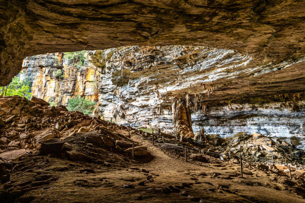 istock Limestone cave of stalactite and stalagmite formations, Gruta da Lapa Doce Cave, Chapada Diamantina in Bahia, Brazil. 1475487319