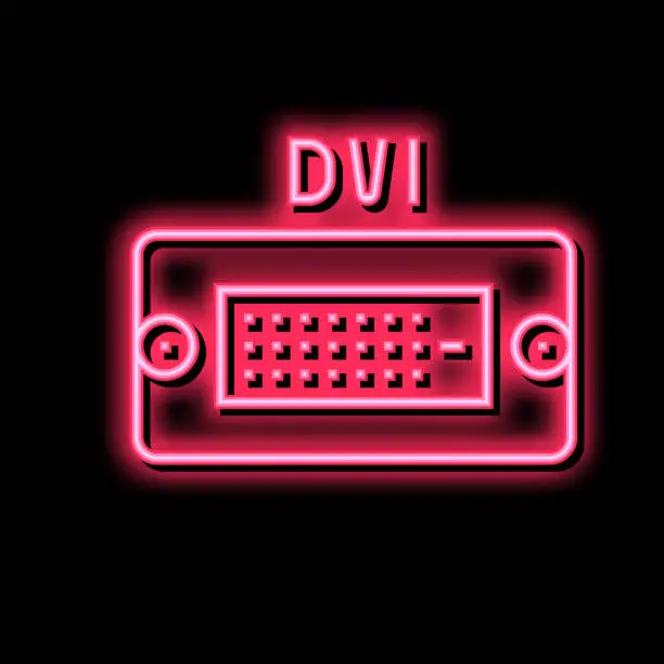 Vector illustration of dvi computer port neon glow icon illustration